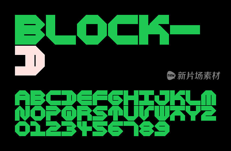 Block - C字体。-字母和数字